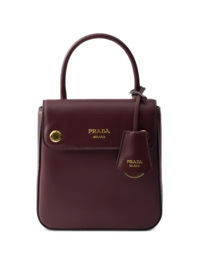 Prada Carry Mini Leather Handbag In Burgundy