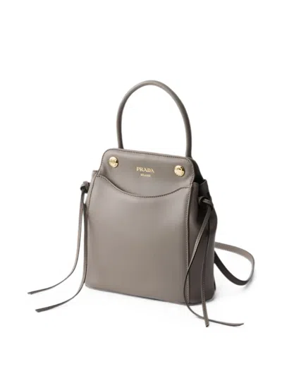 Prada Carry Mini Leather Handbag In Grey