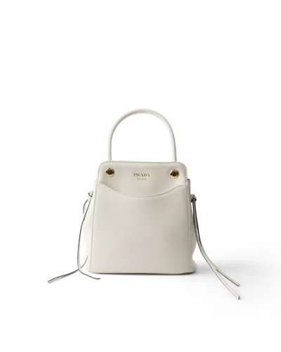 Prada Carry Mini Handtasche Aus Leder In White