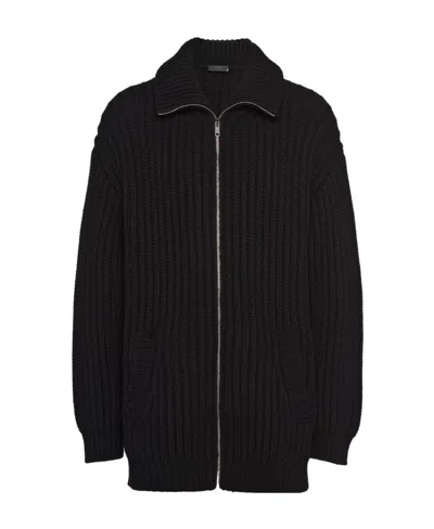 Prada Oversize-strickjacke Aus Kaschmir In Schwarz