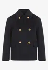 Prada Double-breasted Blue Jacket With Gold Buttons And Tailored Fit In Navy