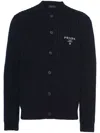 Prada Cashgora Ribbed-knit Cardigan In Blue