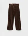 Prada Cashmere And Cotton Corduroy Pants In Brown