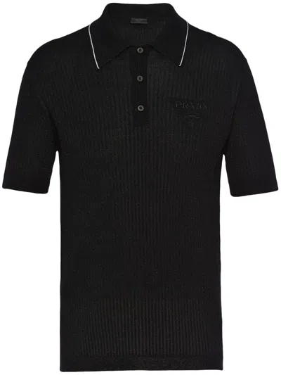 Prada Cashmere And Lamé Polo Shirt In Gold