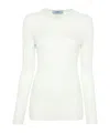 Prada Cashmere And Silk Crew-neck Sweater In White