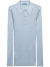Prada Cashmere And Silk Polo Shirt In F0013 Light Blue