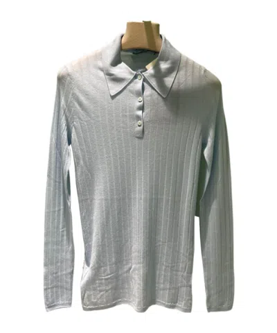Prada Cashmere And Silk Polo Shirt In Light Blue