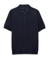 Prada Short Sleeve Polo Collar Ribbed Cuffs Sweater In Navy Blue