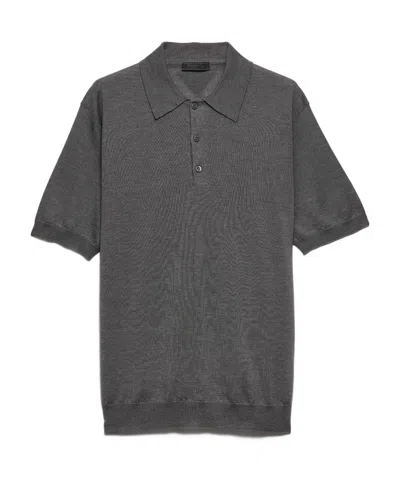 Prada Poloshirt Aus Kaschmir Und Seide In Schiefergrau