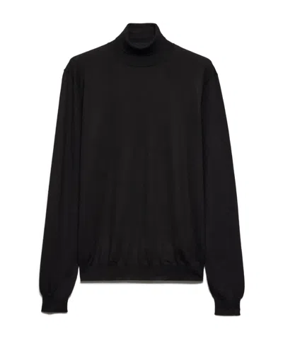 Prada Cashmere And Silk Turtleneck Sweater In Black