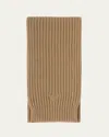 Prada Cashmere And Wool Knit Scarf In Cammello
