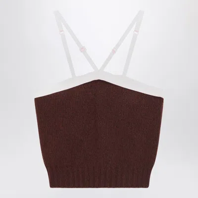 Prada Top In Brown Wool And Cashmere