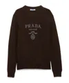 Prada Cashmere And Wool  Logo Crew-neck Sweater In Brown