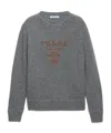 Prada Cashmere And Wool  Logo Crew-neck Sweater In Gray
