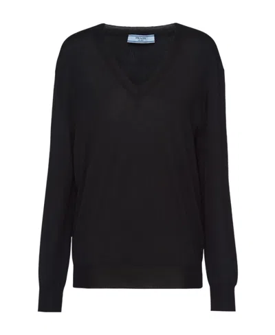 Prada Cashmere And Wool Sweater In Black