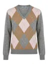 Prada Argyle-pattern V-neck Cashmere Sweater In Animal Print