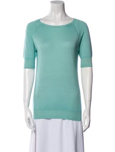 Pre-owned Prada Cashmere Bateau Neckline Sweater In Green