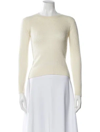 Pre-owned Prada Cashmere Bateau Neckline Sweater In White