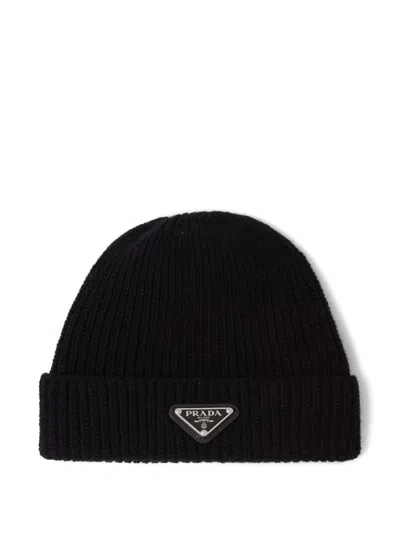 Prada Cashmere Beanie In Black