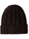 Prada Men's Cashmere Cable-knit Beanie In Brown