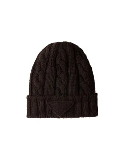 Prada Cashmere Beanie In Dark Brown