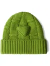 Prada Cashmere Triangle Logo Beanie In Edera