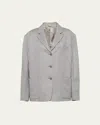 Prada Notched Lapels Cashmere Blazer In Marmo