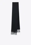 Prada Cashmere-blend Fringed Scarf In Black