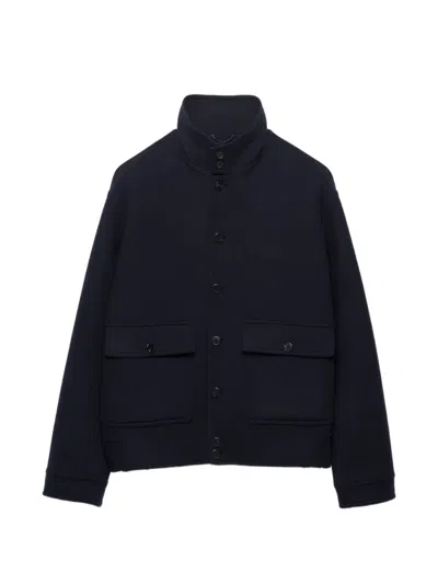 Prada Cashmere Blouson Jacket In Blue