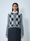 Prada Argyle Pattern Long Sleeve Knitwear Cardigan In Blue