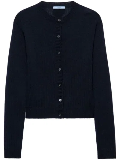 Prada Cashmere Cardigan In Blue