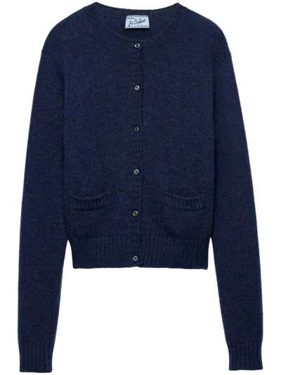 Prada Cashmere Cardigan In Navy