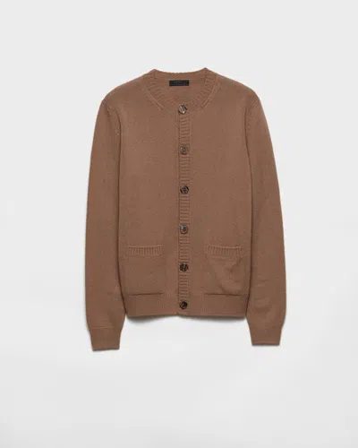 Prada Cashmere Cardigan In Brown