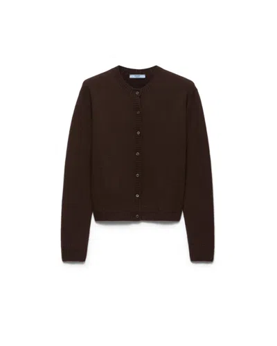 Prada Cashmere Cardigan In Brown