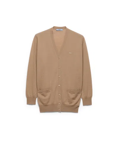 Prada Cashmere Cardigan In Brown