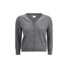 Prada V-neck Buttoned Cardigan In Gray
