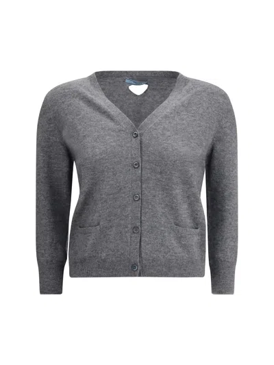 Prada Cashmere Cardigan In Gray