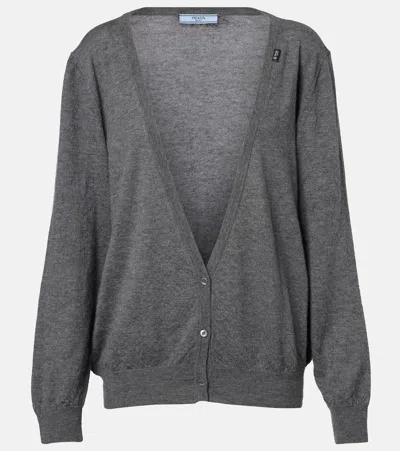 Prada Cashmere Cardigan In Gray