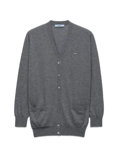 Prada Cashmere Cardigan In Gray