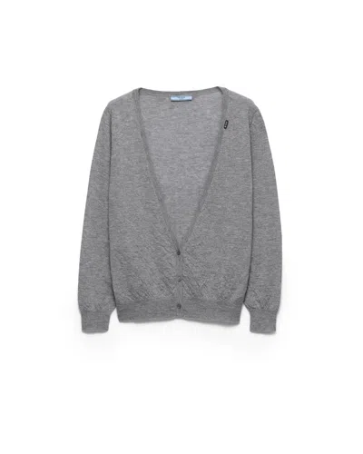 Prada Cashmere Cardigan In Gray