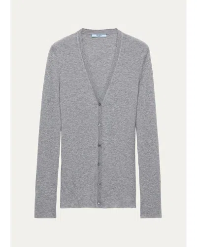 Prada Cashmere Cardigan In Gris