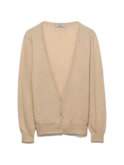 Prada Cashmere Cardigan In Brown