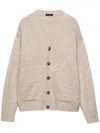 Prada Ribbed-knit Cashmere Cardigan In Nude