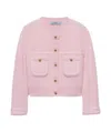 Prada Womens Pink Button-embellished Boxy-fit Cashmere Cardigan In Pink