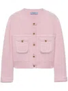 Prada Womens Pink Button-embellished Boxy-fit Cashmere Cardigan In Pink