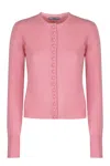 Prada Cashmere Cardigan With Ribbed Knit Edges In Pink