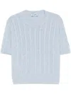 Prada Braided Re-cashmere Blue Top In Blue