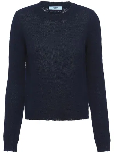 Prada Rundhalspullover Aus Kaschmir In Blue