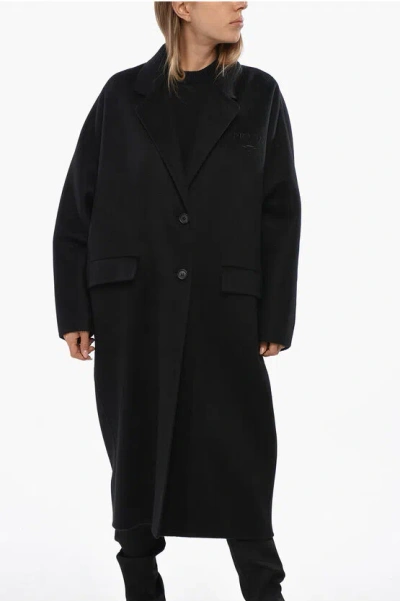 Prada Cashmere Coat With Flap Pockets In Black