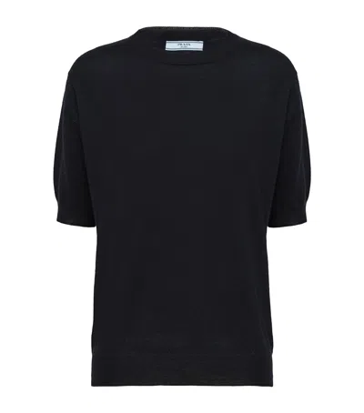 Prada Cashmere Crew-neck Sweater In Blue